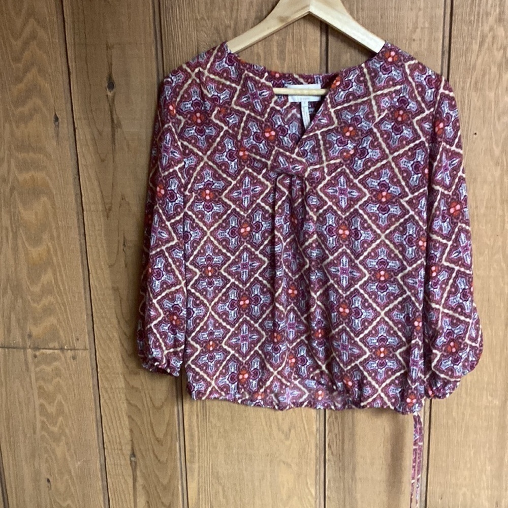 Laundry by Shelli Segal boho soft silky feel long sleeve‎ flowy top Size S